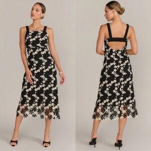 NY&Co Just Me Crocheted Floral Sleeveless Midi Dress